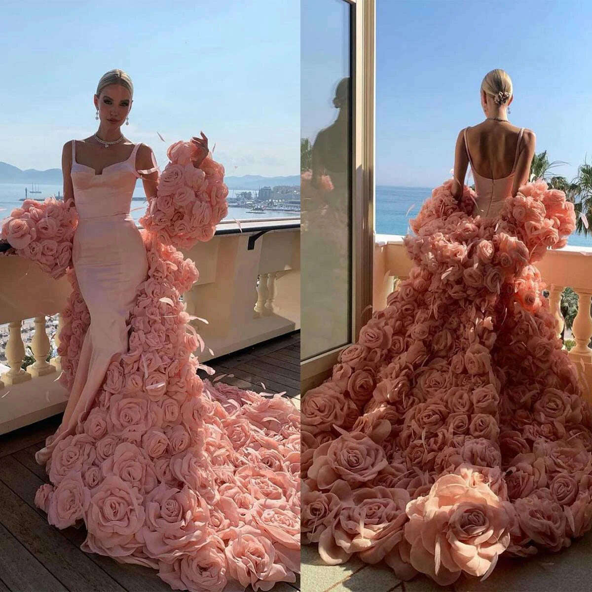 Gorgeous Mermaid Celebrity Dresses For Women 3D Floral Skirt Slim Fit Sleeveless Backless Dress Party Gown 웨딩드레스 Cocktail unclassified skirts Gorgeous Mermaid Celebrity Dresses For Women 3D Floral Skirt Slim Fit Sleeveless Backless Dress Party Gown 웨딩드레스 Cocktail unclassified skirts