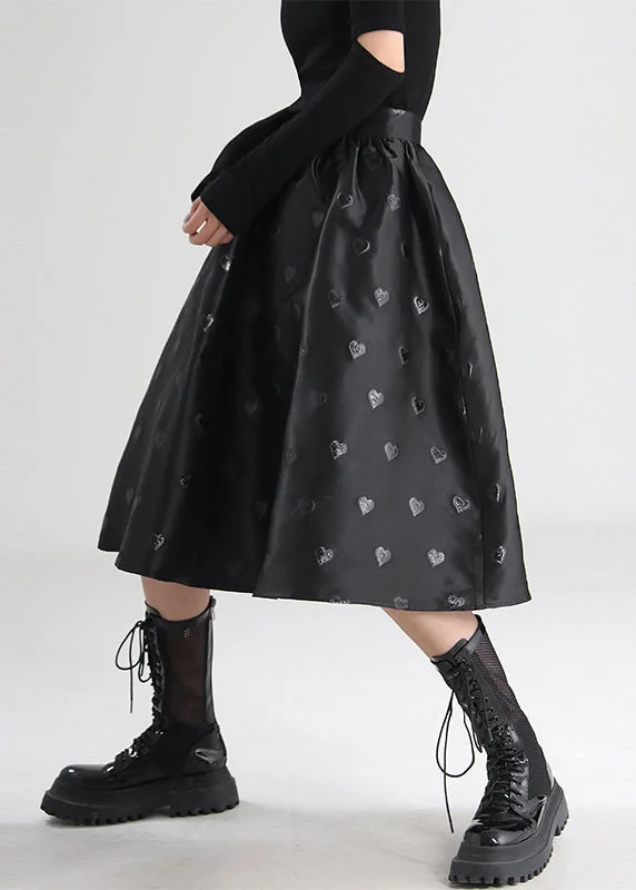 Jacquard Black Zippered High Waist Cotton Skirts Spring Wedding guest unclassified skirts Jacquard Black Zippered High Waist Cotton Skirts Spring Wedding guest unclassified skirts