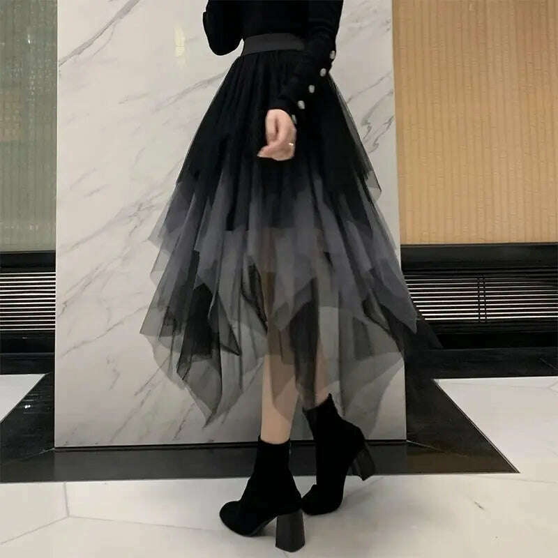 MOONBIFFY 2023 New Spring Summer Women Gradient Irregular Mesh Skirt High Waist Patchwork Skirts Party Petticoat Casual Clothing Stylish unclassified skirts MOONBIFFY 2023 New Spring Summer Women Gradient Irregular Mesh Skirt High Waist Patchwork Skirts Party Petticoat Casual Clothing Stylish unclassified skirts