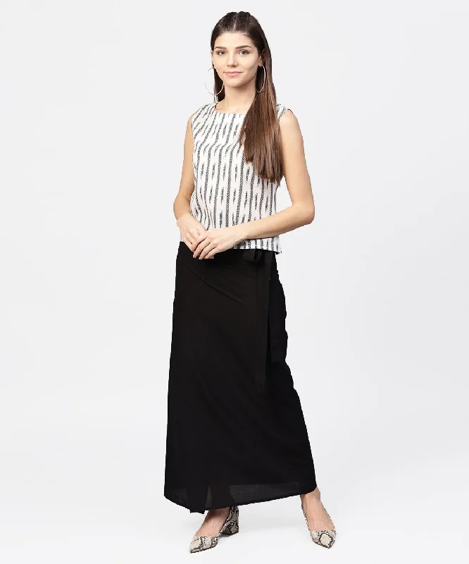 NOZ2TOZ Black Ankle Length Cotton Straight Skirt Metallic unclassified skirts