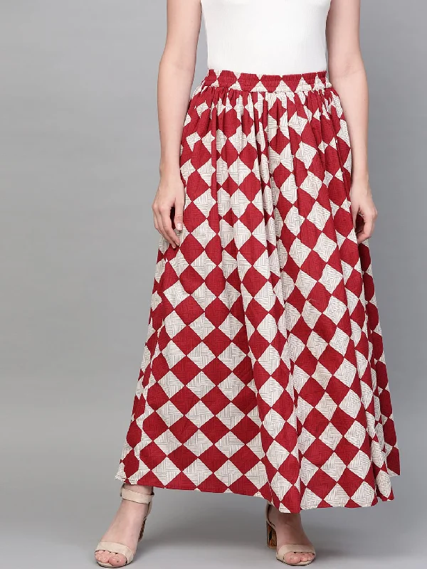 NOZ2TOZ Women Maroon & White Checkerd Printed Flared Skirt Best-selling unclassified skirts NOZ2TOZ Women Maroon & White Checkerd Printed Flared Skirt Best-selling unclassified skirts