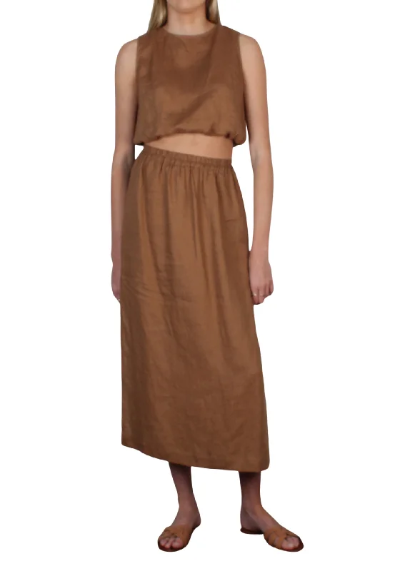 Pacific Linen Skirt Cognac High-end unclassified skirts