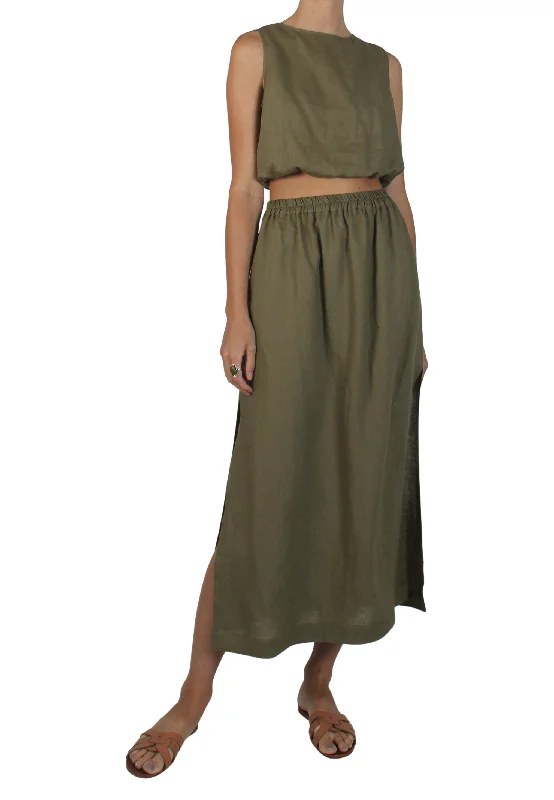 Pacific Linen Skirt Khaki Casual unclassified skirts