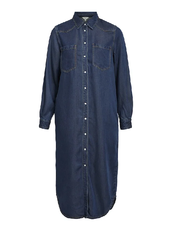 Frama Midi Shirt Dress Dark Blue Denim Silk midi dresses