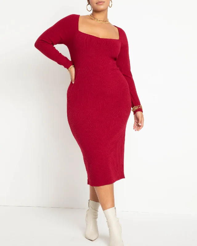 Mila Sweater Knit Midi Dress | Biking Red Spring midi dresses