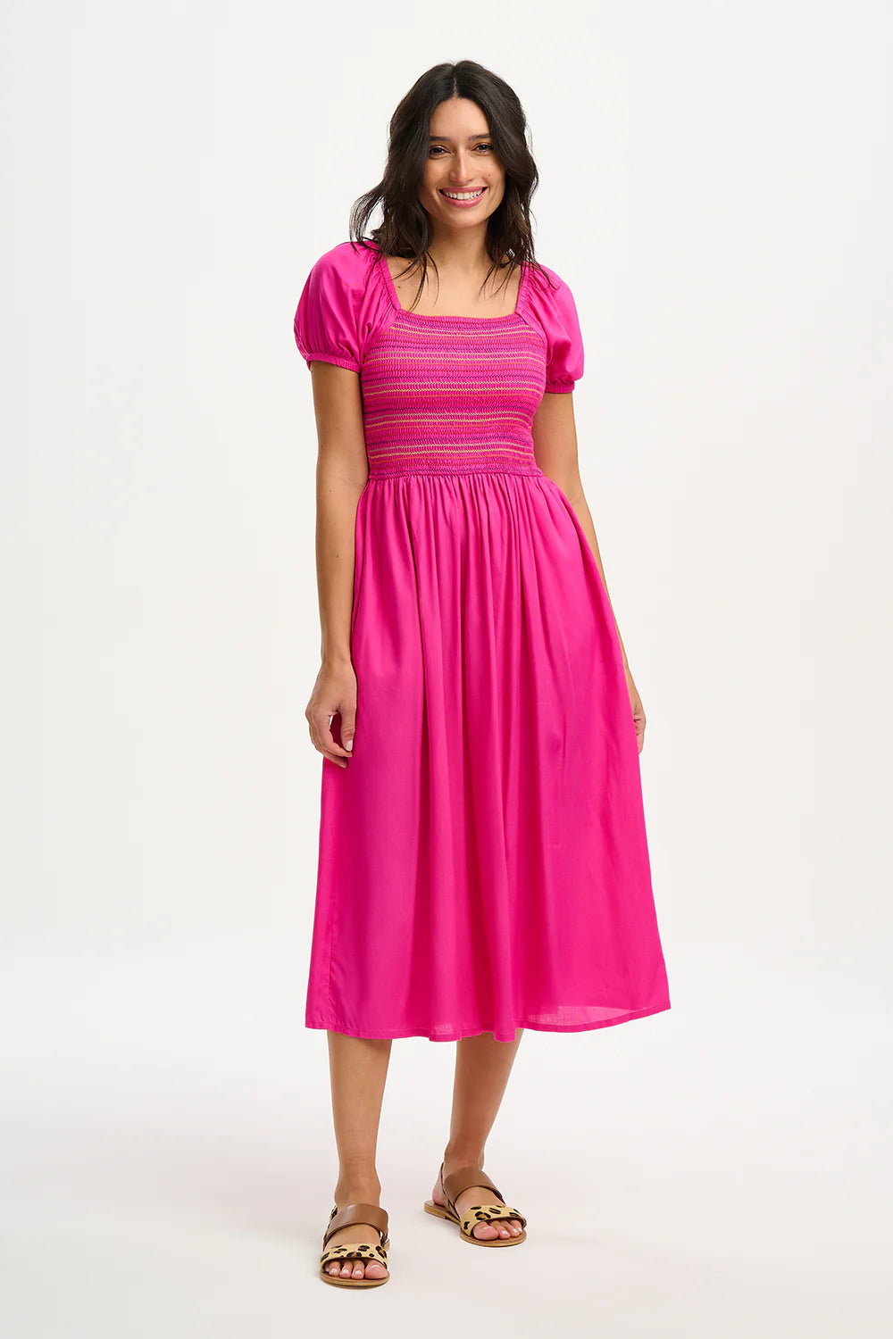 Octavia Midi Shirred Dress Dark Pink Strapless midi dresses