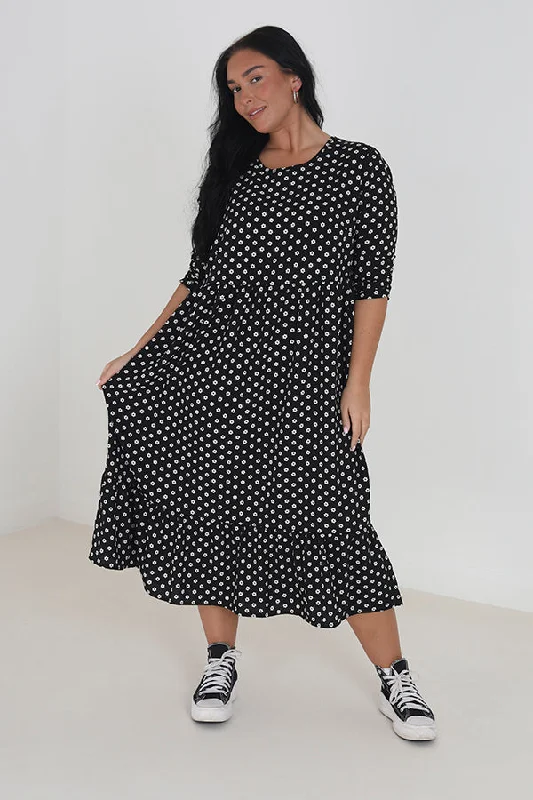 PLUS SIZE FLORAL PRINT V-NECK PUFFY MIDI DRESS Fashion Nova midi dresses