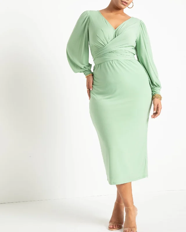 Scarlett Cross Front Midi Dress | Basil Ruffled midi dresses