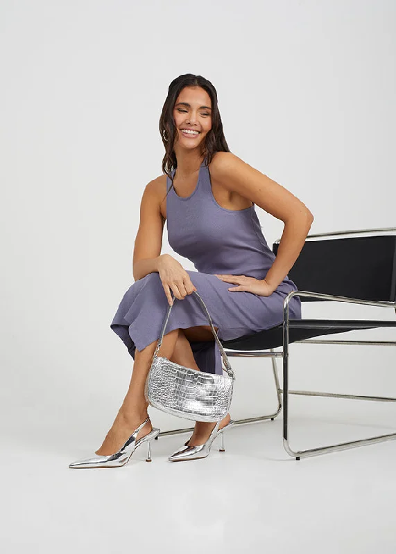 SLEEVELESS RIBBED MIDI DRESS Elegant midi dresses