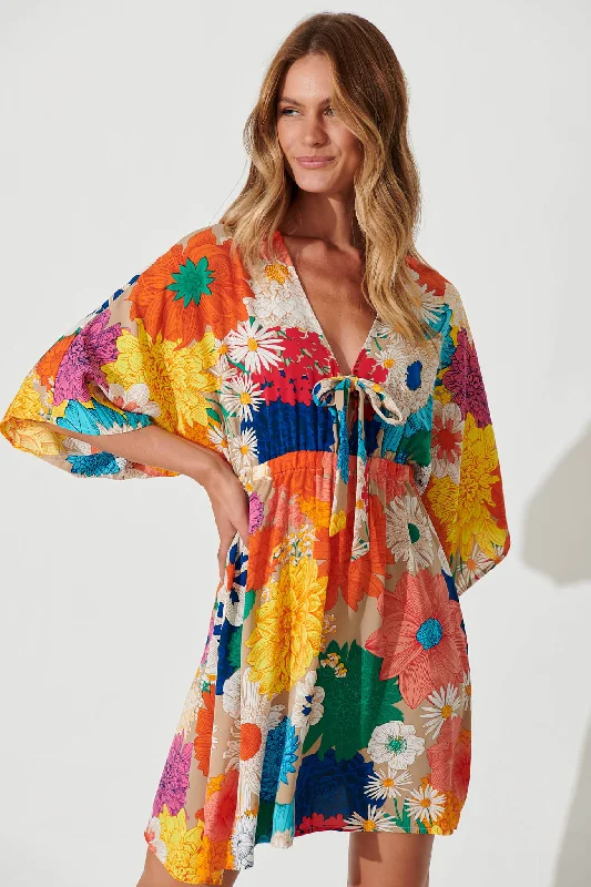 Ava Dress In Bright Multi Floral Anniversary floral dresses