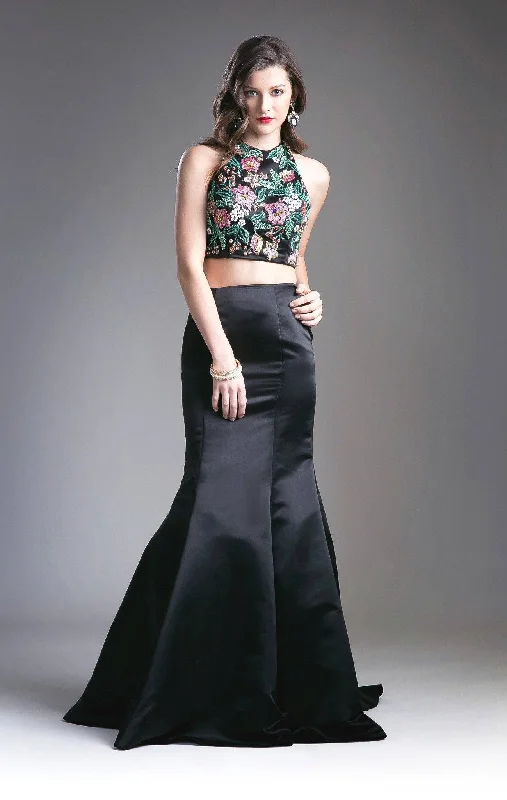 Floral Two Piece Mermaid Dress by Cinderella Divine 83699 Silk floral dresses