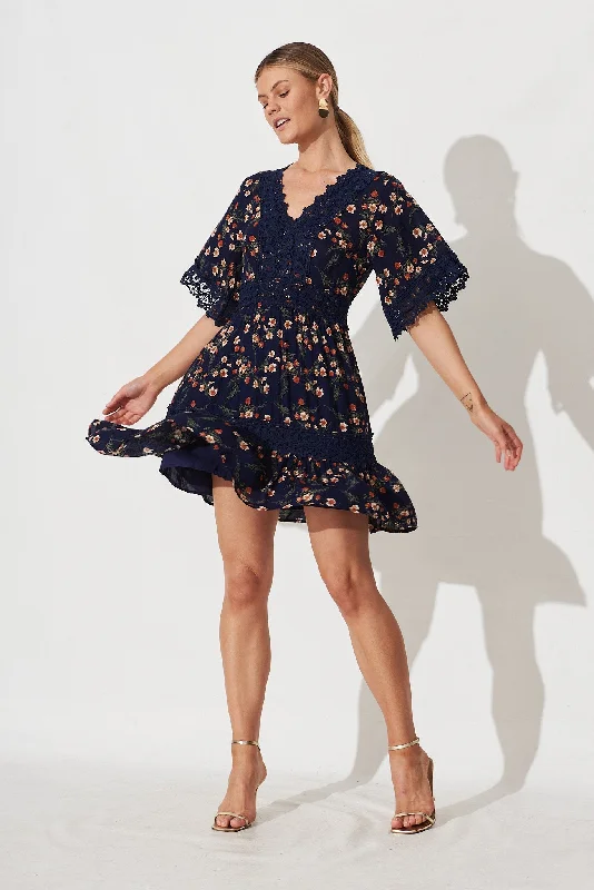 Macca Dress In Navy Floral Graduation floral dresses
