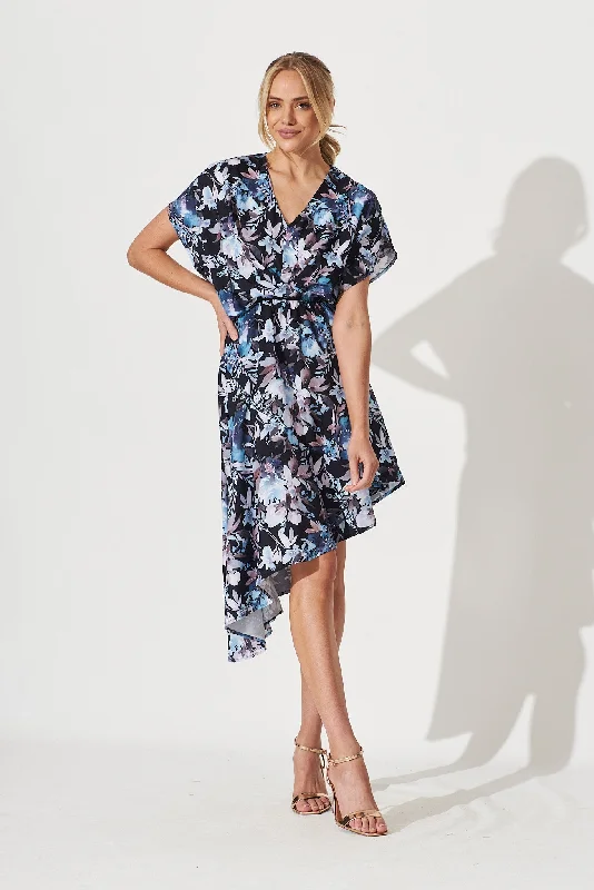Maybe Baby Dress In Black With Blue Floral Discounted floral dresses