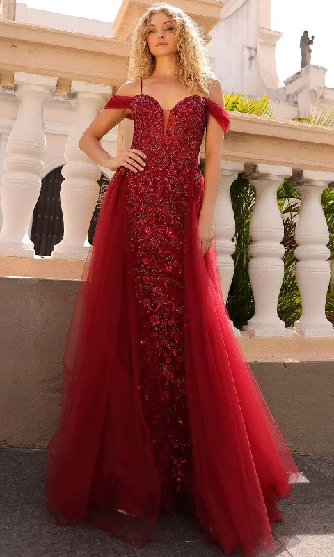 Nox Anabel L1362 - Floral Embroidered Plunging Neck Gown Date night floral dresses