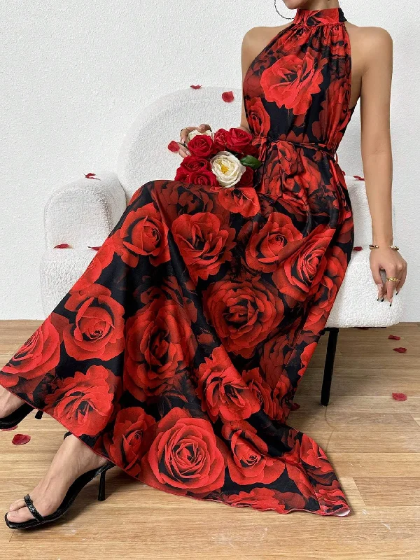 PRIV ROSE FLORAL PRINTED HALTERNECK DRESS Fashion Nova floral dresses