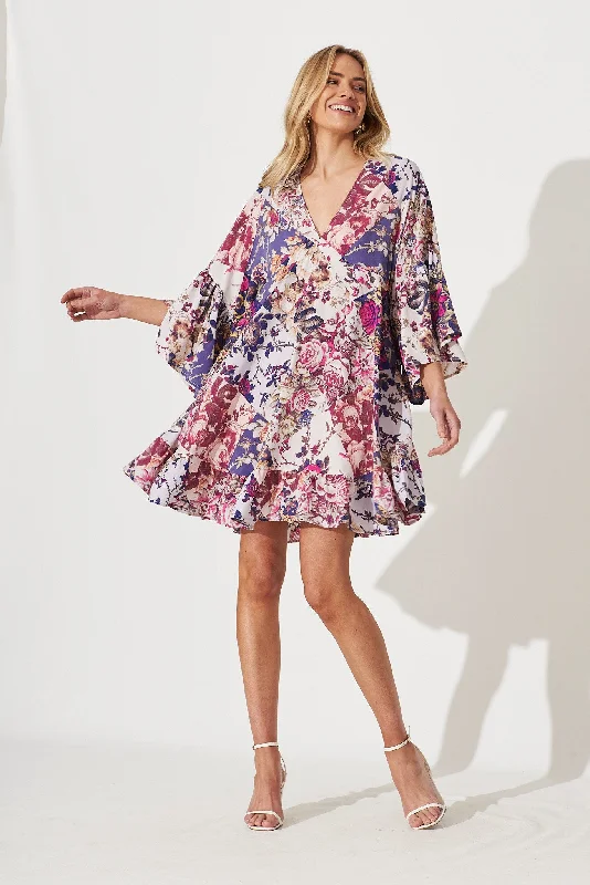 Skylar Smock Dress In Lilac Patchwork Floral Print Budget-friendly floral dresses