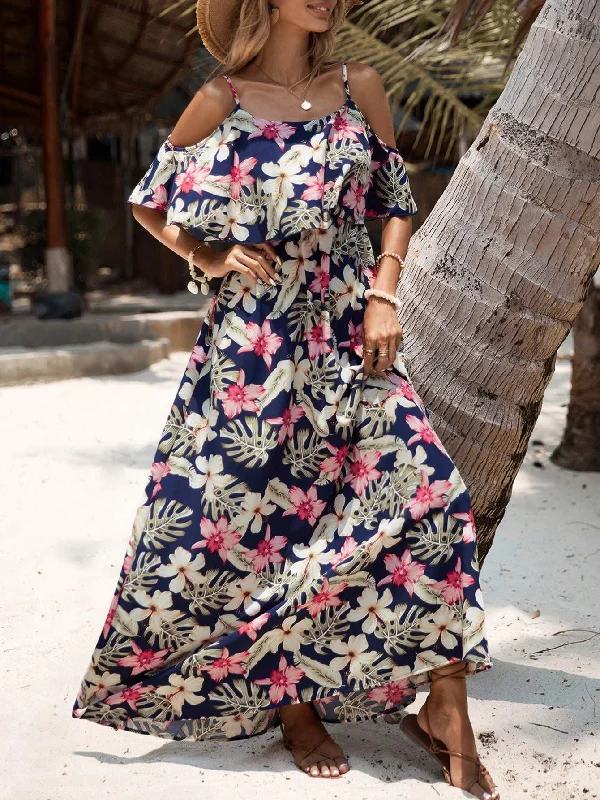 VCAY TROPICAL FLORAL PRINT COLD SHOULDER RUFFLE TRIM DRESS PrettyLittleThing floral dresses VCAY TROPICAL FLORAL PRINT COLD SHOULDER RUFFLE TRIM DRESS PrettyLittleThing floral dresses