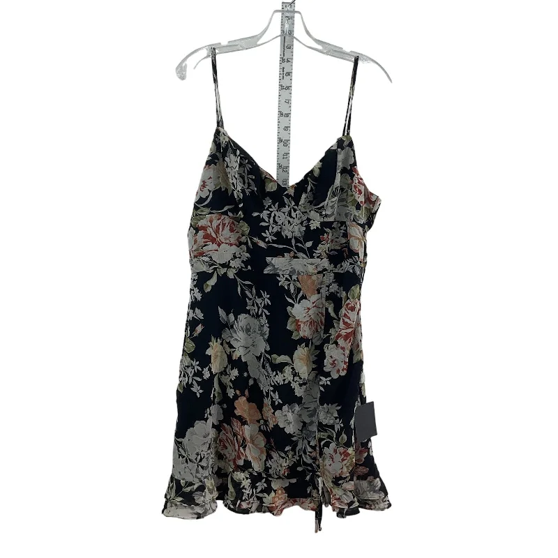 Lulus Black Floral Mini A-Line Dress XL - Preowned Womens Ripped Mini Denim Skirt
