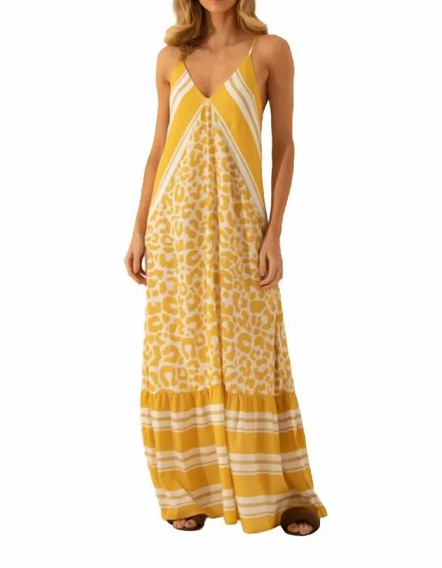 Marjorie Long Dress In Sun Mix Lace Detail Maxi