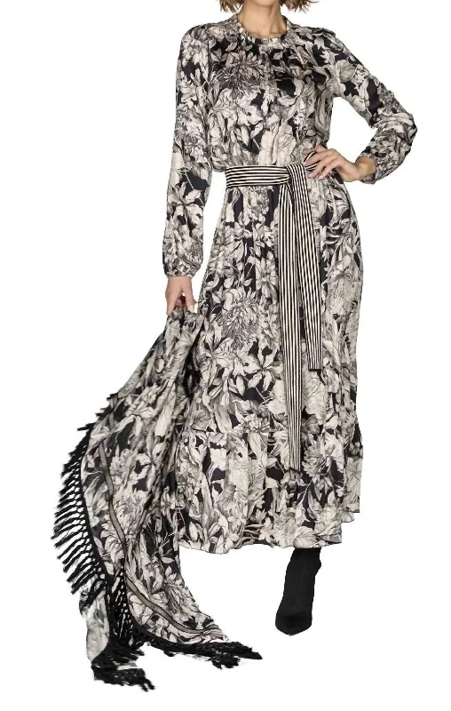 Maxi Dress In Navy Flowing Boho Skirt