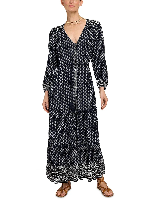 Orinda Womens Printed Long Sleeves Maxi Dress Maxi Skirt Party
