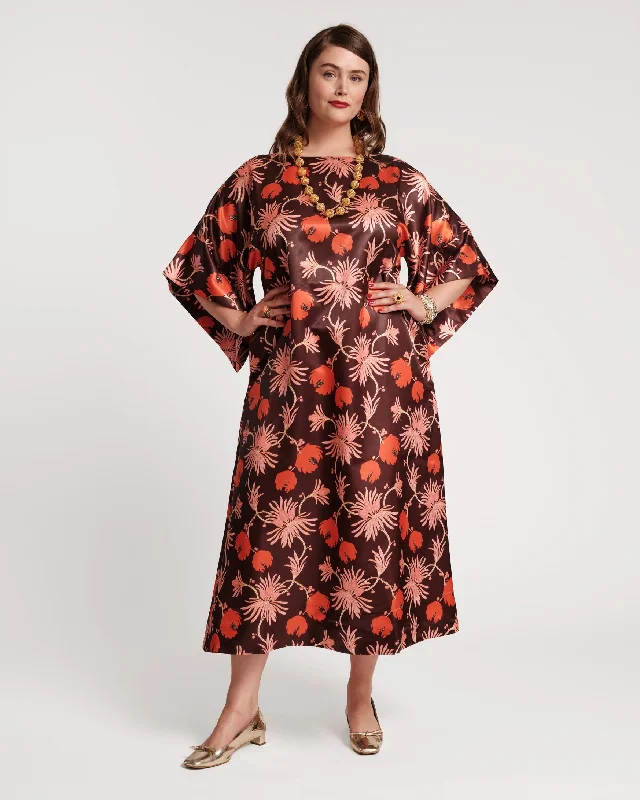 Spinnaker Satin Maxi Dress Fantasia Print Sexy Long Skirt
