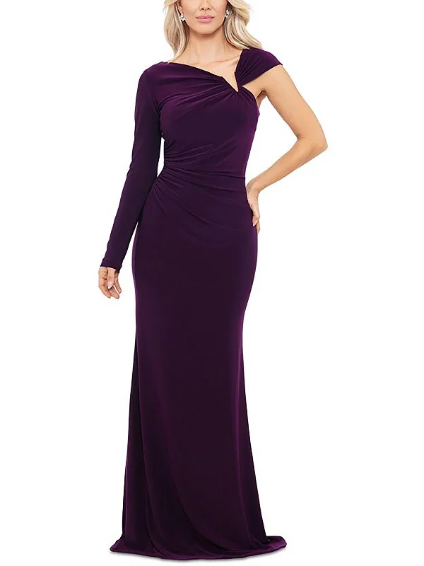 Womens Asymmetric Long Evening Dress Stretch Maxi Skirt