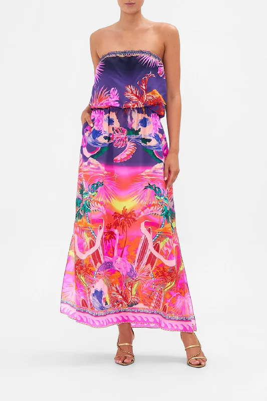 STRAPLESS BLOUSON DRESS FLIGHT OF THE FLAMINGO Polka dot unclassified dresses