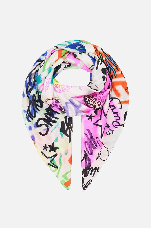 LARGE SQUARE SCARF GRAFFITI THE WORLD Elegant unclassified dresses