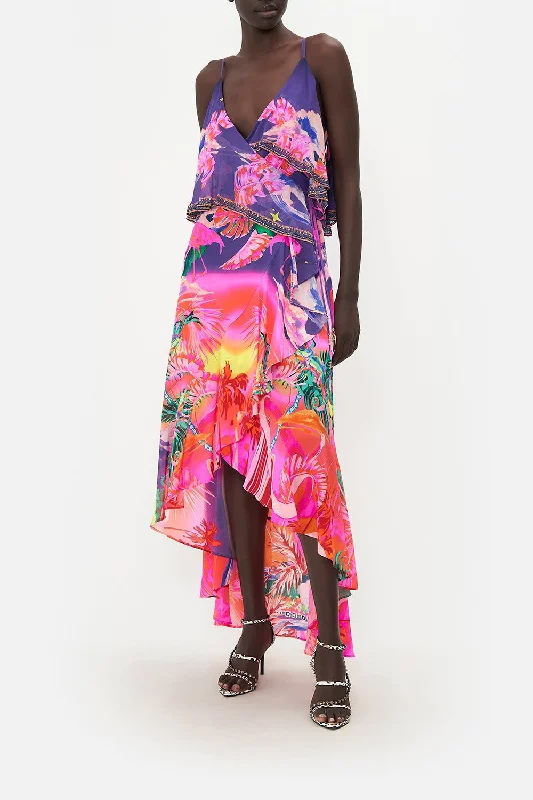 RUFFLE OVERLAYER WRAP DRESS FLIGHT OF THE FLAMINGO Sexy unclassified dresses
