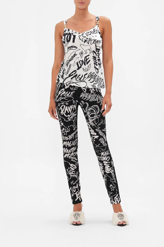 HIGH WAISTED PONTE PANT SPIRIT SCRIBBLE Floral unclassified dresses