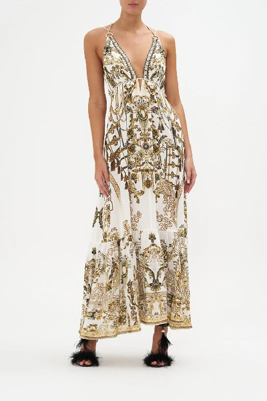 TIERED DRESS WITH HARDWARE ROAD TO RICHESSE Off-shoulder unclassified dresses