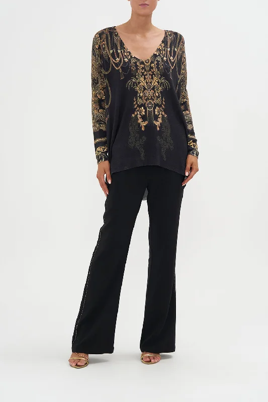 V NECK PRINTED JUMPER THE NIGHT IS NOIR Satin unclassified dresses