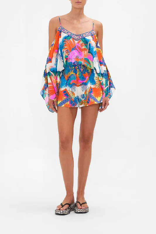 DROP SHOULDER PLAYSUIT FLAMENCO FLAMINGO Silk unclassified dresses