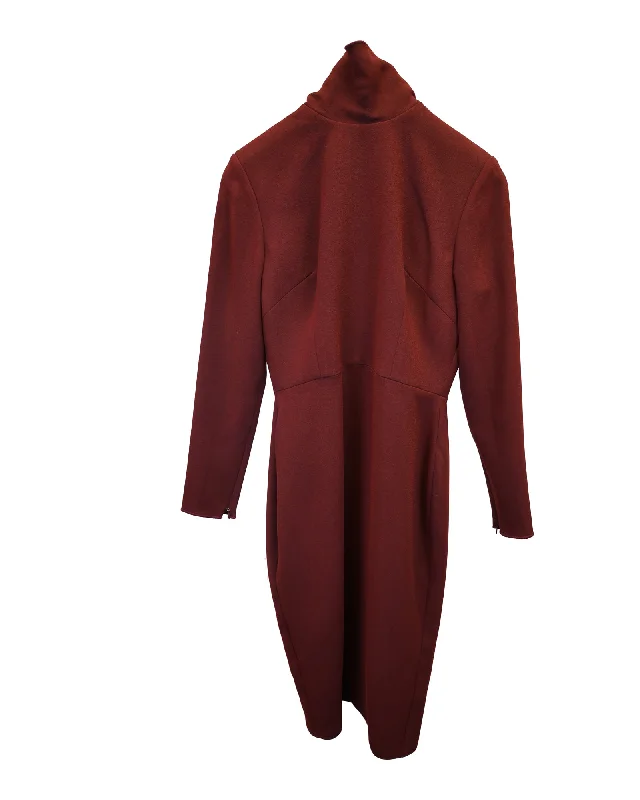 Alex Perry Mock Neck Dress in Burgundy Triacetate Street style unclassified dresses