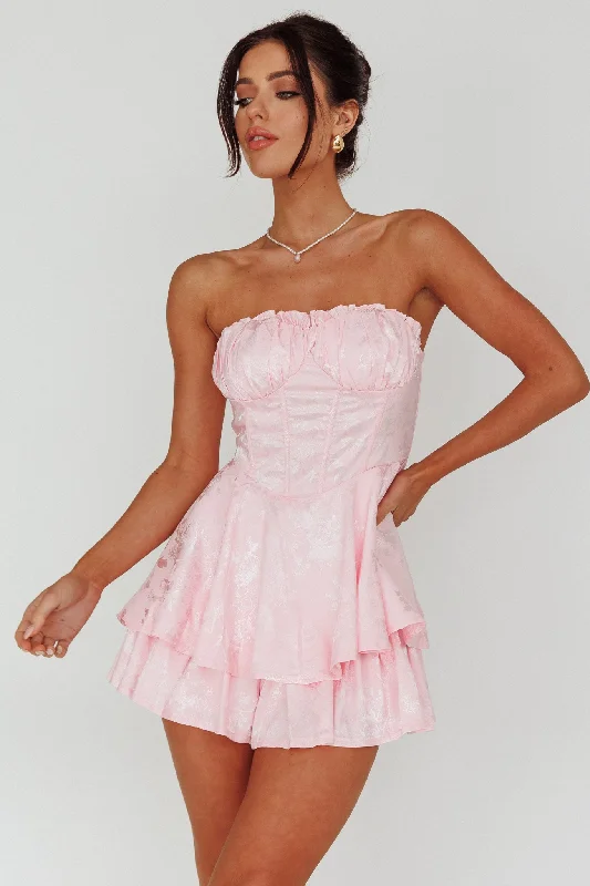 Angel Sky Gathered Bust Romper Pink Sequin unclassified dresses