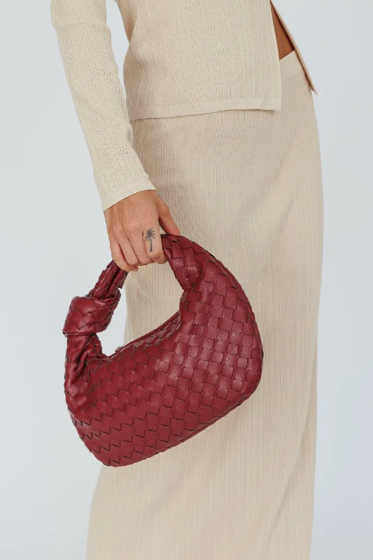 Ani Woven Knot Handbag Wine Casual unclassified dresses