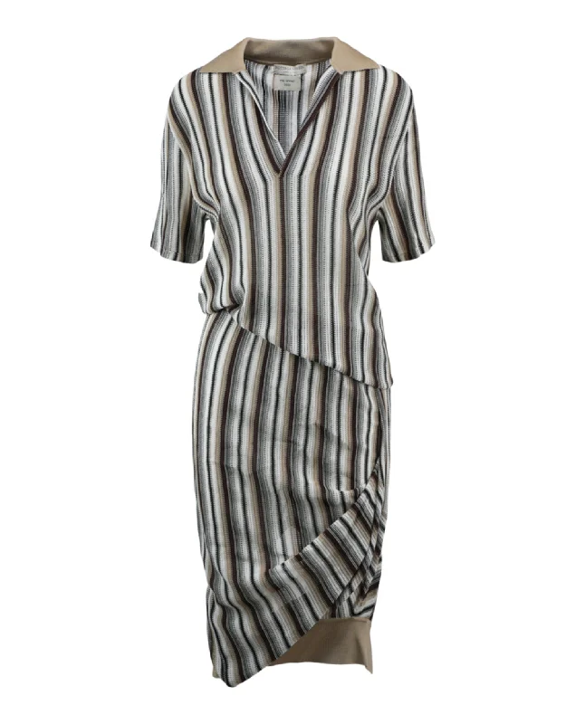 Asymmeetrical Striped Jacquard Dress Velvet unclassified dresses