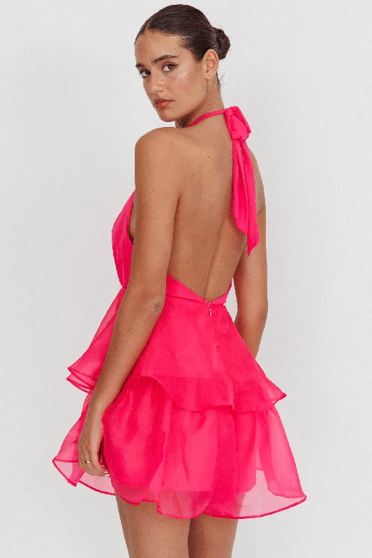 Behati Tiered Ruffles Halter Neck Romper Rose Date night unclassified dresses