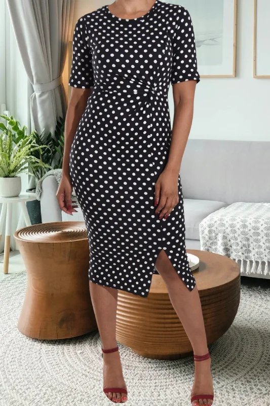 Black Polka Dot Tie Front Dress Popular unclassified dresses