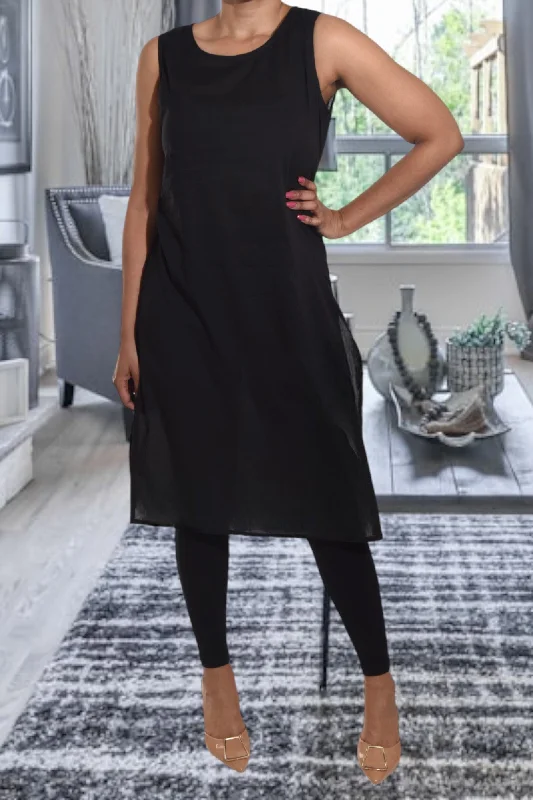 Black Sleeveless Slit Dress Y2K unclassified dresses