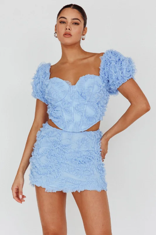 Cielito Embellished Crop Top Light Blue Open-back unclassified dresses