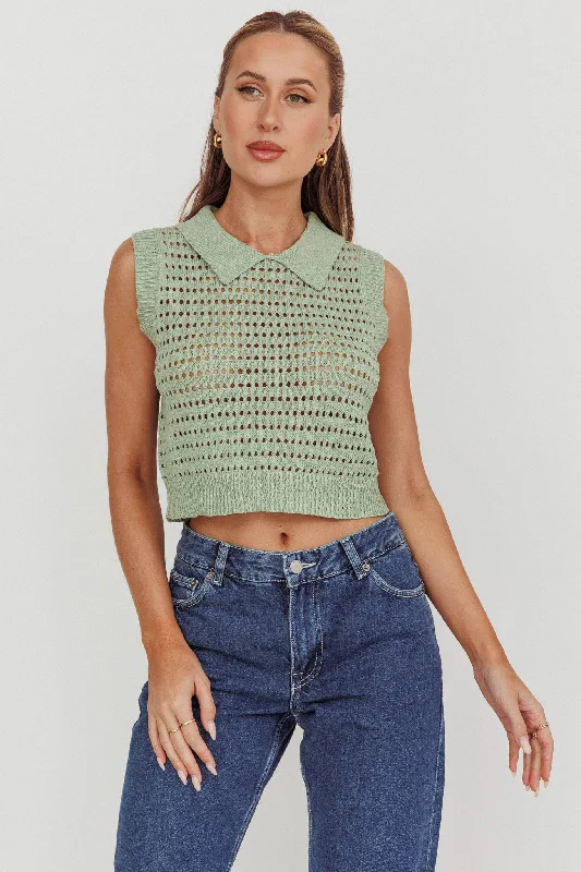 Daithi Collared Sleeveless Knit Top Mint Everyday wear unclassified dresses