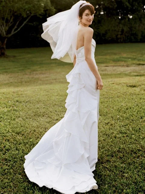 David's Bridal Mikado Gown with Ruffle Back Style T9938 Color block unclassified dresses