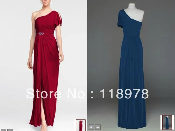 David's Bridal One Shoulder Beaded Dress with Side Slit Style F15 Date night unclassified dresses