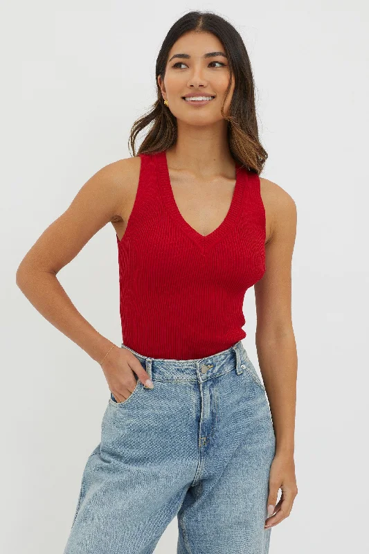 D'Lila V-Neck Ribbed Knit Top Maroon Stretchy unclassified dresses