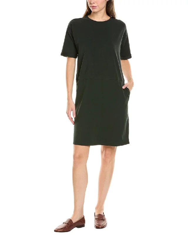EILEEN FISHER Round Neck Elbow-Sleeve Shift Dress Bold pattern unclassified dresses