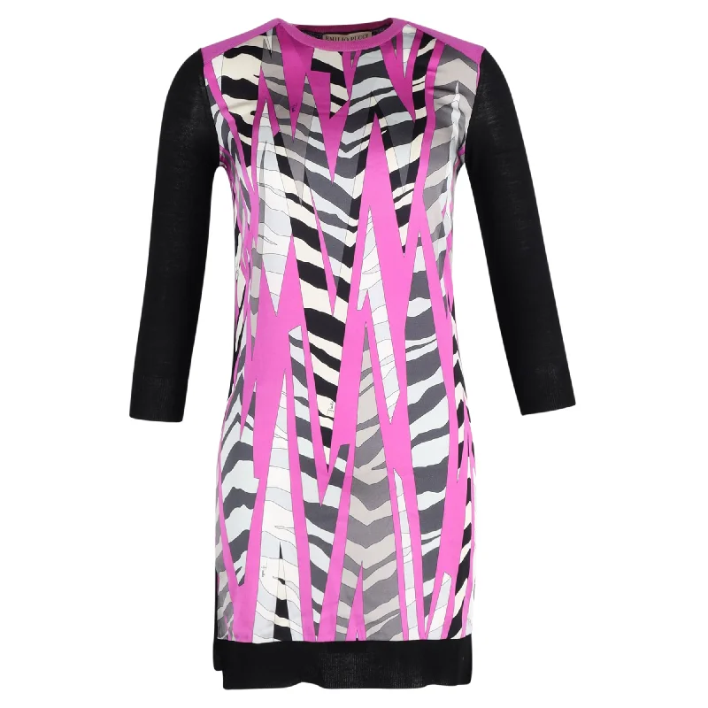 Emilio Pucci Printed Paneled Dress in Multicolor Silk A-line unclassified dresses