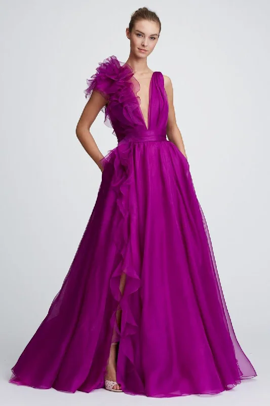 Extravagance Purple Ruffled Evening Dress Luxury unclassified dresses