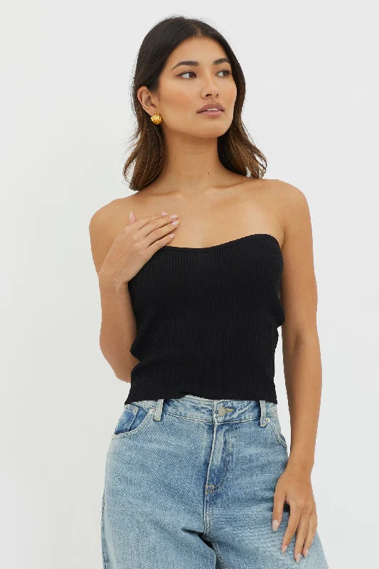 Flora Strapless Knit Top Black Halter unclassified dresses